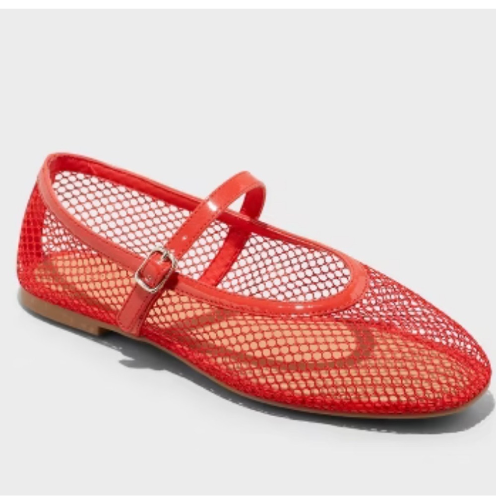 a new day Red Mesh Mary Jane Flats